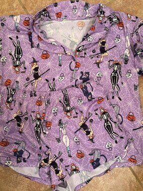 Way To Celebrate Halloween Purple Two-Piece Pajama Short Set Size XS 0-2